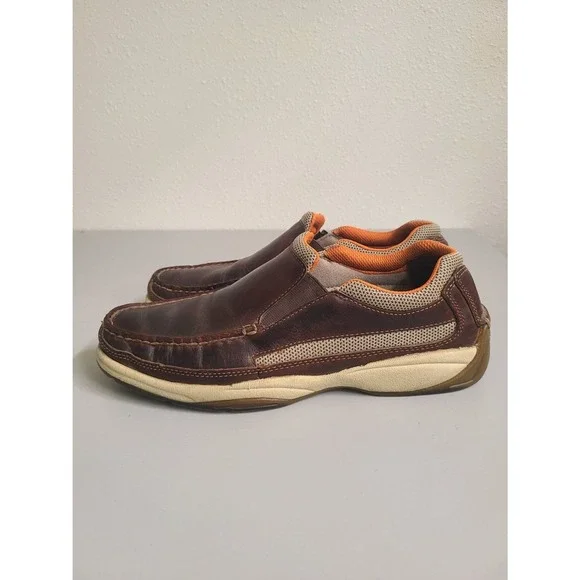 Sperry Top Sider 9.5 Brown Leather Boat Shoes Loafers Deck Slip Ons Sneakers - Picture 2 of 7